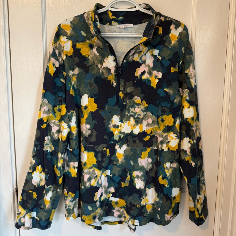 T By Talbots Half Zip Pullover Blurred Floral - Picture 3 of 5